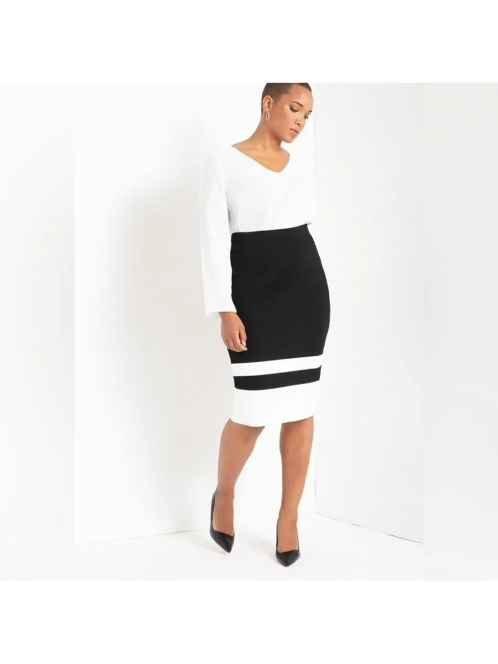 Eloquii Colorblock Column Skirt - Size 22